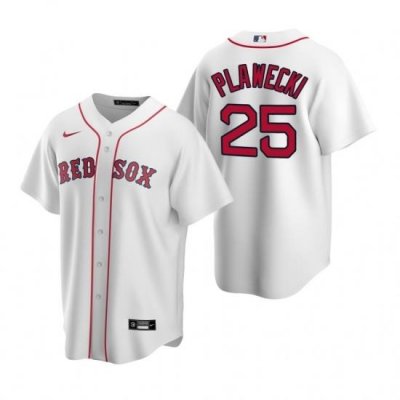 Mens Nike Boston Red Sox 25 Kevin PlaWecki White Home Stitched Baseball Jersey