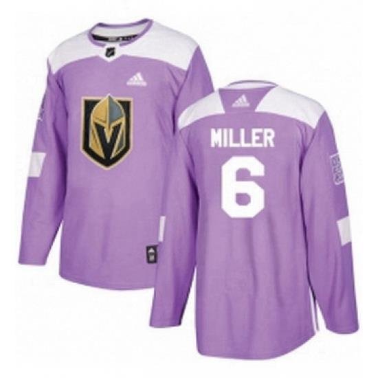 Mens Adidas Vegas Golden Knights 6 Colin Miller Authentic Purple Fights Cancer Practice NHL Jersey