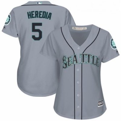 Womens Majestic Seattle Mariners 5 Guillermo Heredia Replica Grey Road Cool Base MLB Jersey