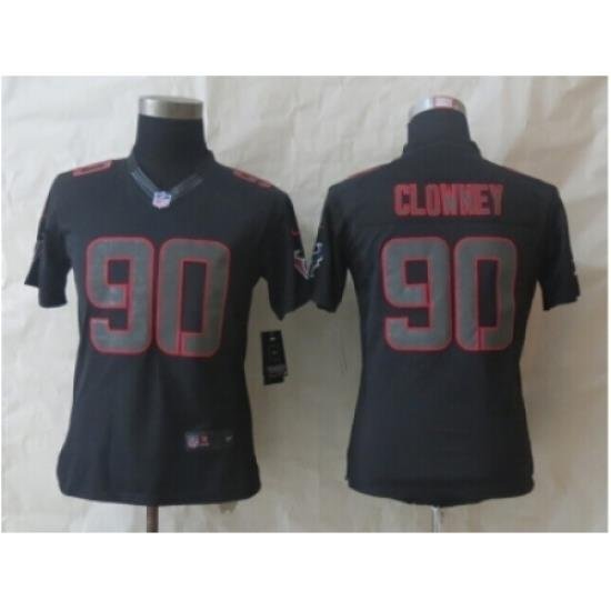 Women Nike Houston Texans #90 Clowney Black Jerseys(Impact Limited)