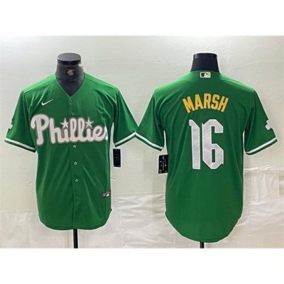 Men Philadelphia Phillies 16 Brandon Marsh Green 2024 City Connect Stitched Jersey