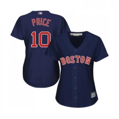 Womens Boston Red Sox 10 David Price Replica Navy Blue Alternate Road Baseball Jersey