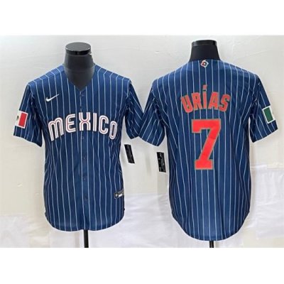 Men Mexico Baseball 7 Julio Urias 2023 Navy World Baseball Classic Stitched Jerseys 1