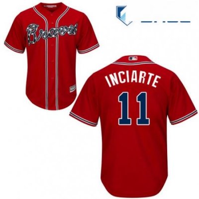 Youth Majestic Atlanta Braves 11 Ender Inciarte Replica Red Alternate Cool Base MLB Jersey