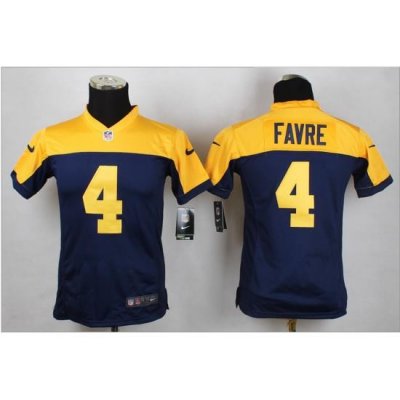 Women New Green Bay Packers #4 Favre Blue Alternate Mens Stitched NFL New Elite Jersey