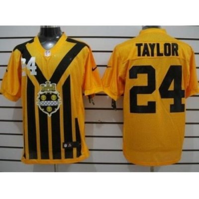 Nike Pittsburgh Steelers 24 Ike Taylor YelloW Elite 1933s ThroWback NFL Jersey