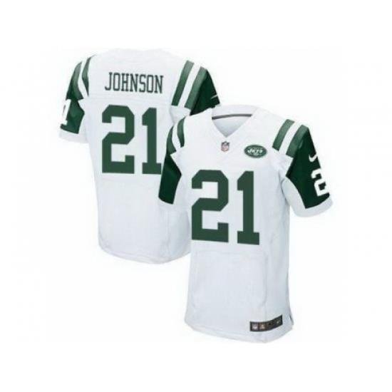 Nike New York Jets 21 Chris Johnson White Elite NFL Jersey