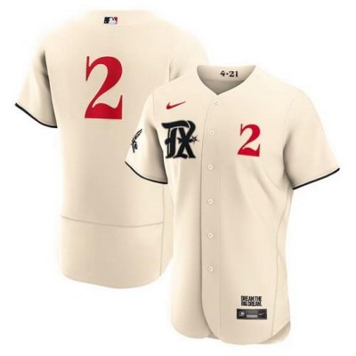 Men's Texas Rangers #2 Marcus Semien Cream 2023 City Connect Flex Base Stitched Baseball Jersey