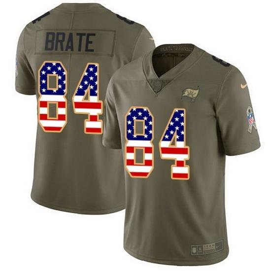 Nike Buccaneers 84 Cameron Brate Olive USA Flag Men Stitched NFL Limited 2017 Salute To Service Jersey