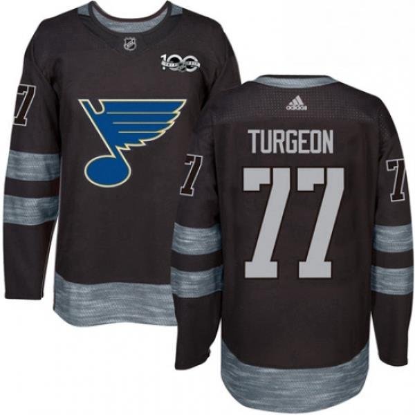 Mens Adidas St Louis Blues 77 Pierre Turgeon Authentic Black 1917 2017 100th Anniversary NHL Jersey