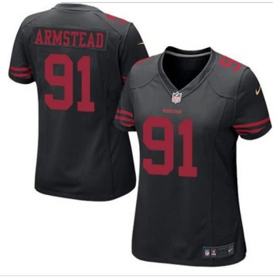 Women NEW 49ers #91 Arik Armstead Black Alternate Stitched NFL Elite Jersey