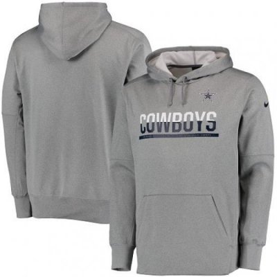 NFL Mens Dallas Cowboys Nike Gray Sideline Circuit Pullover Performance Hoodie