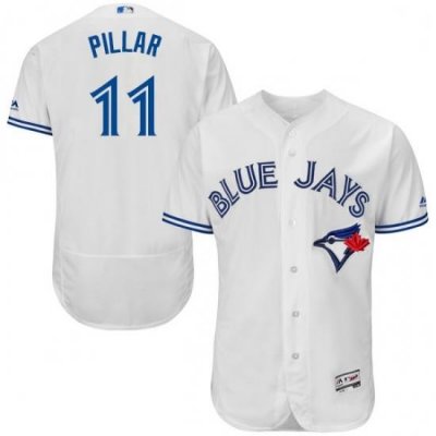 Mens Majestic Toronto Blue Jays 11 Kevin Pillar White Home Flex Base Authentic Collection MLB Jersey