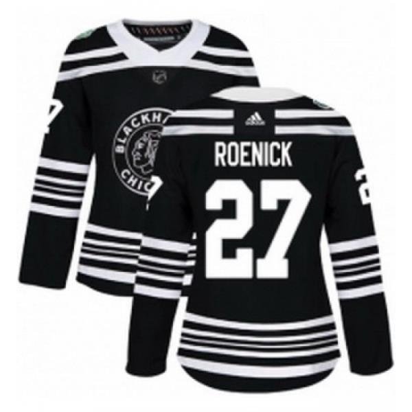 Womens Adidas Chicago Blackhawks 27 Jeremy Roenick Authentic Black 2019 Winter Classic NHL Jersey