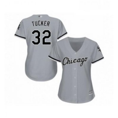 Womens Chicago White Sox 32 Preston Tucker Replica Grey Road Cool Base Baseball Jersey