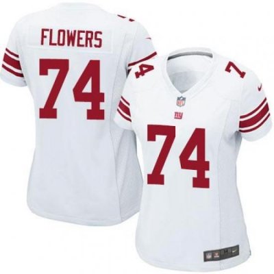 Nike Giants #74 Ereck Flowers White Women's Stitched NFL Elite Jersey