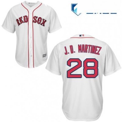 Mens Majestic Boston Red Sox 28 J D Martinez Replica White Home Cool Base MLB Jersey