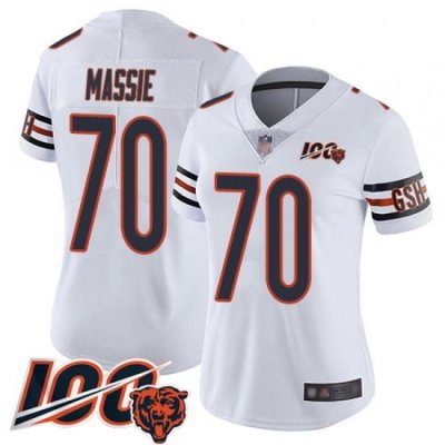 Women Chicago Bears 70 Bobby Massie White Vapor Untouchable Limited Player 100th Season Football Jersey