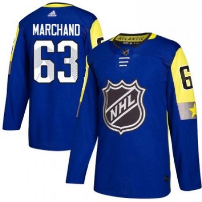 Mens Adidas Boston Bruins 63 Brad Marchand Authentic Royal Blue 2018 All Star Atlantic Division NHL Jersey