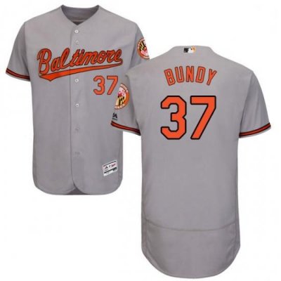 Mens Majestic Baltimore Orioles 37 Dylan Bundy Grey Road Flex Base Authentic Collection MLB Jersey