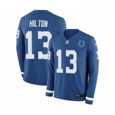 Men Nike Indianapolis Colts 13 TY Hilton Limited Blue Therma Long Sleeve NFL Jersey