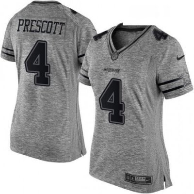 Womens Nike Dallas Cowboys 4 Dak Prescott Limited Gray Gridiron NFL Jersey