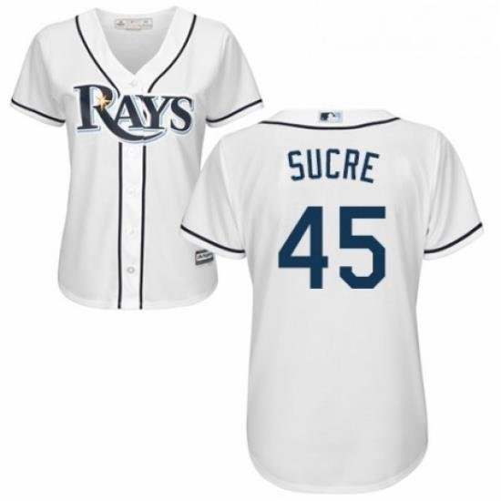 Womens Majestic Tampa Bay Rays 45 Jesus Sucre Authentic White Home Cool Base MLB Jersey