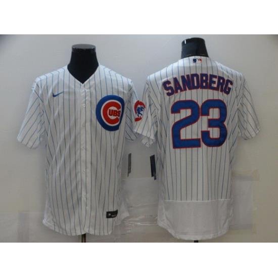 Men NeW York Mets 23 Sandberg White stripe Elite 2021 Nike MLB Jersey