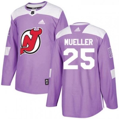 Youth Adidas New Jersey Devils 25 Mirco Mueller Authentic Purple Fights Cancer Practice NHL Jersey