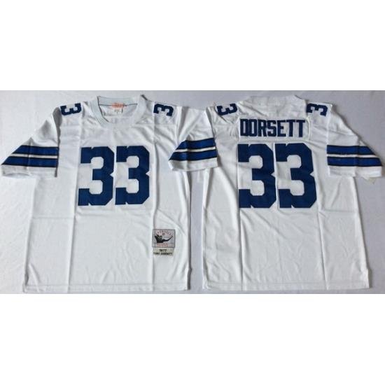 Men Dallas Cowboys 33 Tony Dorsett White M&N Throwback Jersey