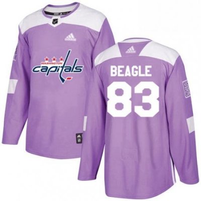 Mens Adidas Washington Capitals 83 Jay Beagle Authentic Purple Fights Cancer Practice NHL Jersey