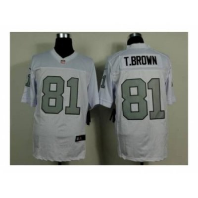 Nike Oakland Raiders 81 Tim BroWn White Elite number silver NFL Jersey