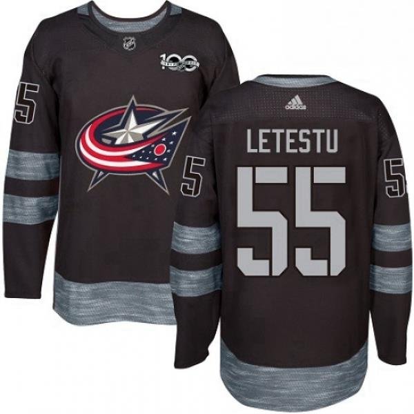 Mens Adidas Columbus Blue Jackets 55 Mark Letestu Authentic Black 1917 2017 100th Anniversary NHL Jersey