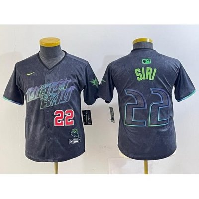 Youth Tampa Bay Rays 22 Jose Siri Charcoal 2024 City Connect Limited Stitched Baseball Jersey 3