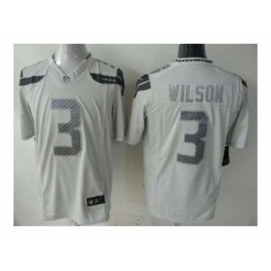 Nike seattle seahawks 3 Russell Wilson White game Platinum NFL Jersey