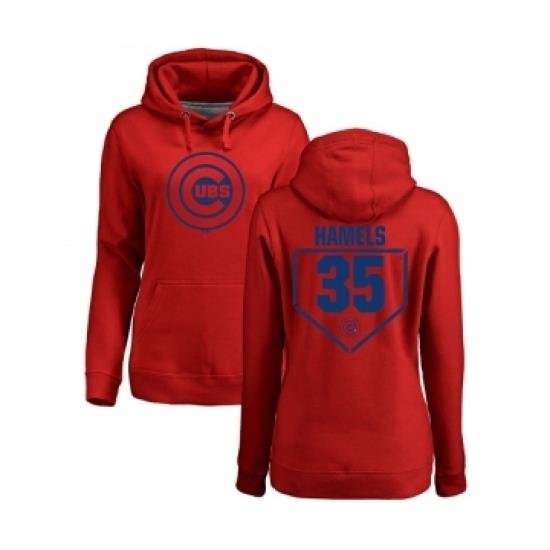 Baseball Women Chicago Cubs 35 Cole Hamels Red RBI Pullover Hoodie