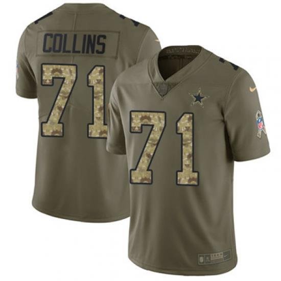 Youth Nike Cowboys #71 La el Collins Olive Camo Stitched NFL Limited 2017 Salute to Service Jersey