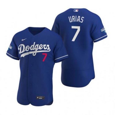 Men Los Angeles Dodgers 7 Julio Urias Royal 2020 World Series Champions Flex Base Jersey