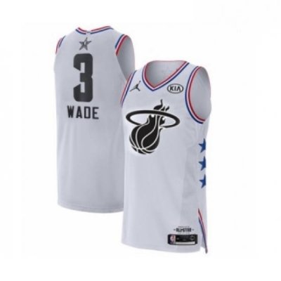 Mens Miami Heat 3 Dwyane Wade Authentic White 2019 All Star Game Basketball Jersey