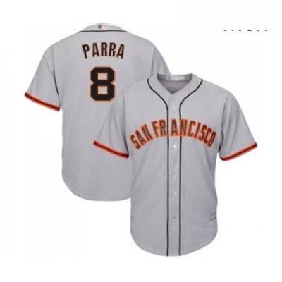 Mens San Francisco Giants 8 Gerardo Parra Replica Grey Road Cool Base Baseball Jersey