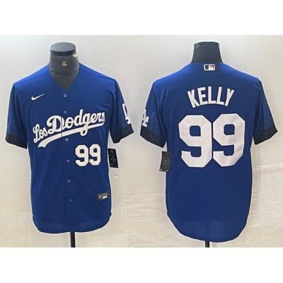 Men Los Angeles Dodgers 99 Joe Kelly Blue City Connect Cool Base Stitched Baseball Jersey 3