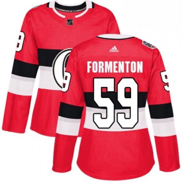 Womens Adidas Ottawa Senators 59 Alex Formenton Authentic Red 2017 100 Classic NHL Jersey