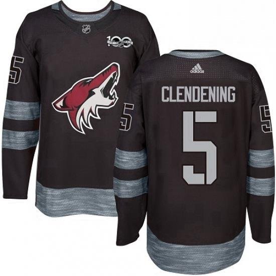 Mens Adidas Arizona Coyotes 5 Adam Clendening Authentic Black 1917 2017 100th Anniversary NHL Jersey