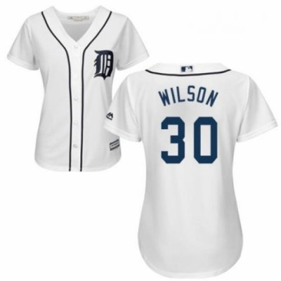 Womens Majestic Detroit Tigers 30 Alex Wilson Replica White Home Cool Base MLB Jersey