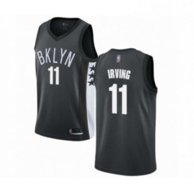 Mens Brooklyn Nets 11 Kyrie Irving Authentic Gray Basketball Jersey Statement Edition