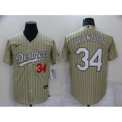 Men Los Angeles Dodgers 34 Toro Valenzuela Cream Cool Base Stitched jersey