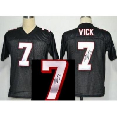 Atlanta Falcons 7 Michael Vick Black ThroWback M&N Signed NFL Jerseys