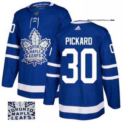 Mens Adidas Toronto Maple Leafs 30 Calvin Pickard Authentic Royal Blue Fashion Gold NHL Jersey