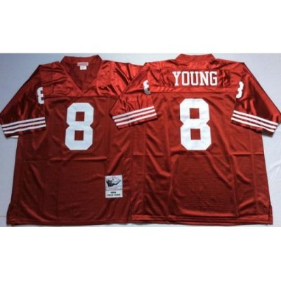 Men San Francisco 49ers 8 Steve Young Red M&N Throwback Jersey