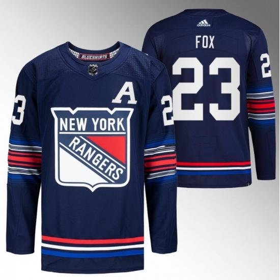 Men New York Rangers 23 Adam Fox Navy Stitched Jersey